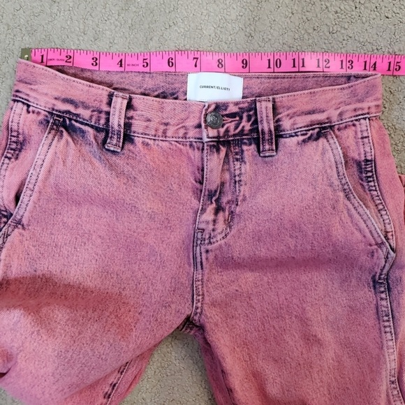 Current/Elliot The Confidant Stonewash Acid Pink Cropped Trouser Jeans Size 25 - Picture 4 of 8